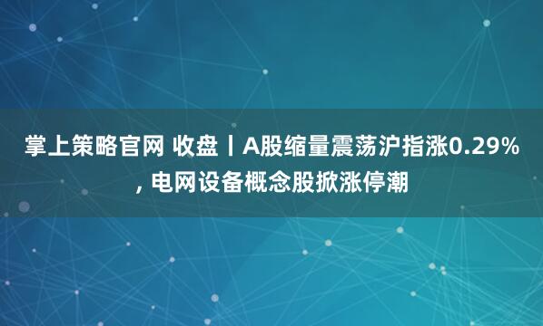 掌上策略官网 收盘丨A股缩量震荡沪指涨0.29%, 电网设备概念股掀涨停潮